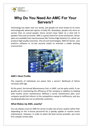 Why Do You Need An AMC For Your Servers