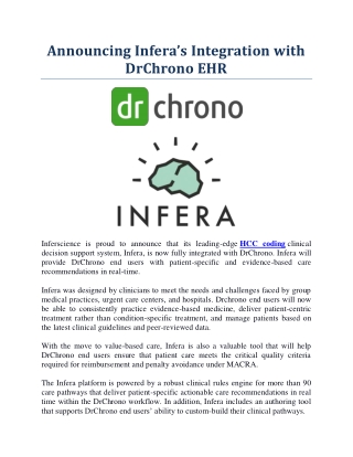 Announcing Infera’s Integration with DrChrono EHR