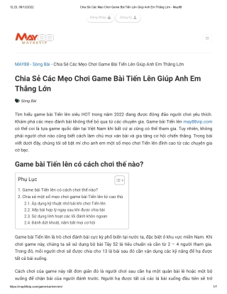 Chia Sẻ Các Mẹo Chơi Game Bài Tiến Lên Giúp Anh Em Thắng Lớn - May88
