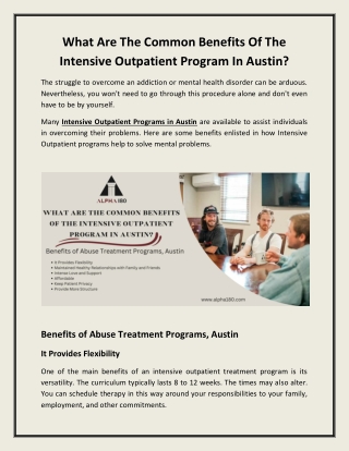 What Are The Common Benefits Of The Intensive Outpatient Program In Austin?