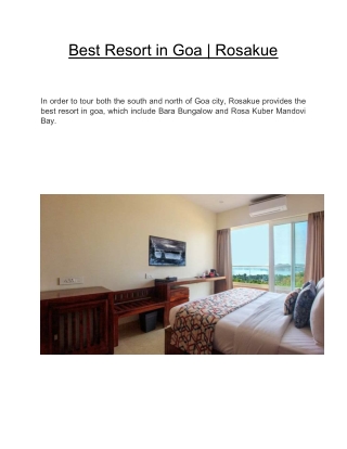 Best Resort in Goa  | Rosakue