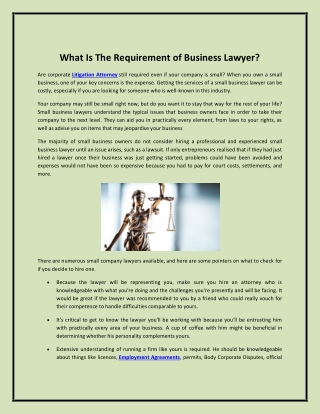 What Is The Requirement of Business Lawyer