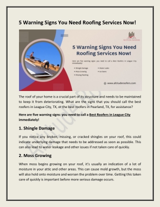 5 Warning Signs You Need Roofing Services Now!