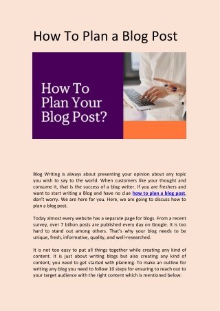 How To Plan a Blog Post