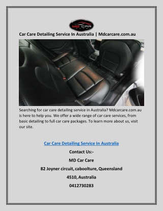 Car Care Detailing Service In Australia | Mdcarcare.com.au