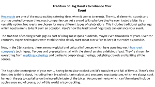 Tradition of Hog Roasts to Enhance Your Event