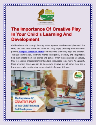 The Importance Of Creative Play In Your Child’s Learning And Development