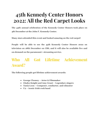 45th Kennedy Center Honors 2022 All the Red Carpet Looks