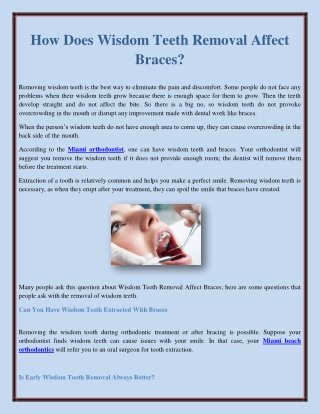 How Does Wisdom Teeth Removal Affect Braces?