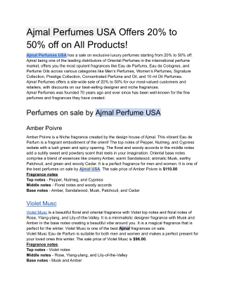 Ajmal Perfumes USA Offers 20% to 50% off on All Products