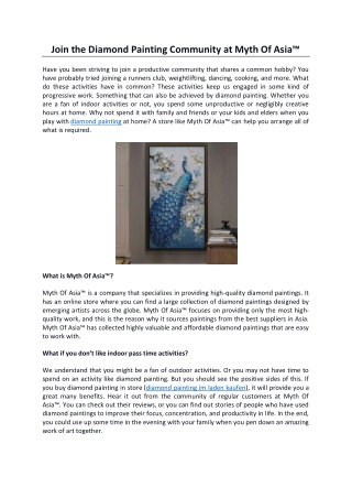 Join the Diamond Painting Community at Myth Of Asia™