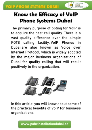 Know The Efficacy Of VoIP Phone Systems Dubai