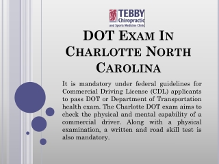 DOT Exam In Charlotte North Carolina