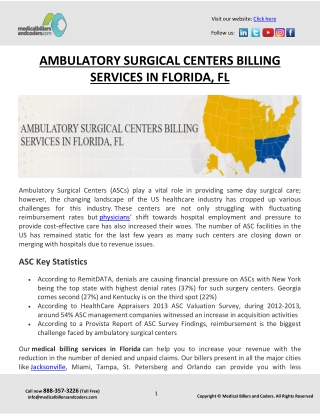 AMBULATORY SURGICAL CENTERS BILLING SERVICES IN FLORIDA, FL