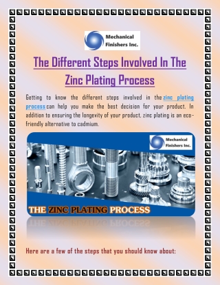 The Different Steps Involved In The Zinc Plating Process