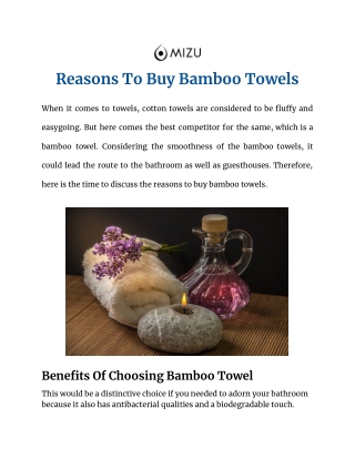 Reasons To Buy Bamboo Towels
