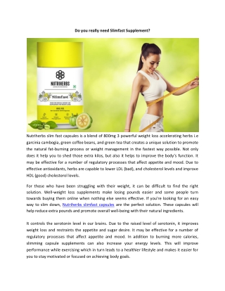 Do you really need Slimfast Supplement