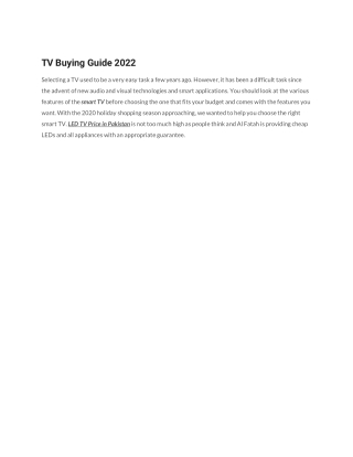 TV Buying Guide 2022