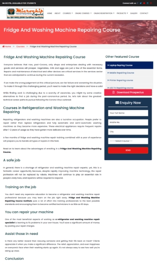 Fridge And Washing Machine Repairing Course