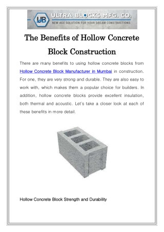 Hollow Concrete Block Manufacturer in Mumbai Call-8530472460