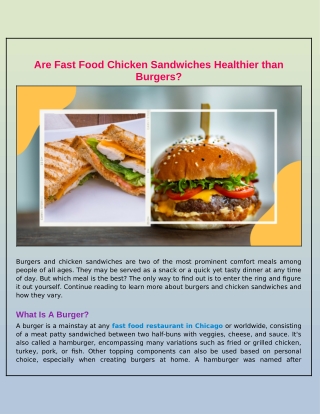 Is It Healthier to Eat Fast Food Chicken Sandwiches Than Burgers?