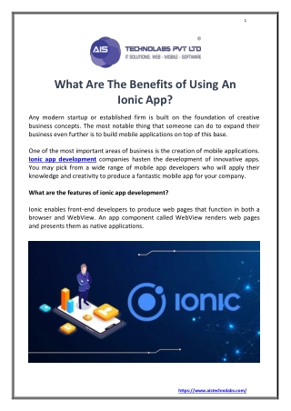 What Are The Benefits of Using an Ionic App ?