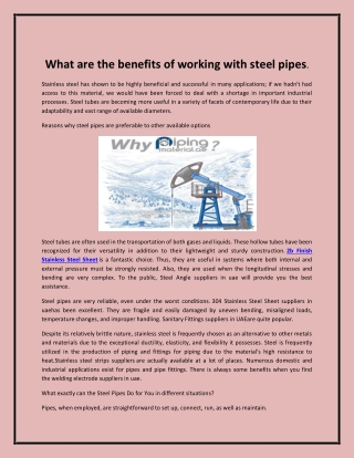 What are the benefits of working with steel pipes