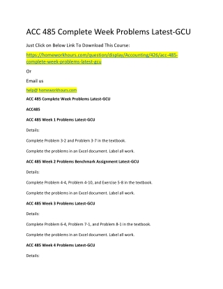 ACC 485 Complete Week Problems Latest-GCU