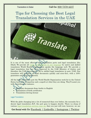 Tips for Choosing the Best Legal Translation Services in the UAE