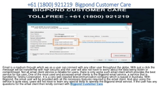 61 (1800) 921219 Bigpond Customer Support Number