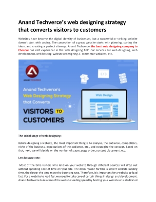 Anand Techverce’s web designing strategy that converts visitors to customers
