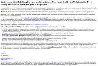 Best Mental Health Billing Services and Solutions in Maryland (MD) -