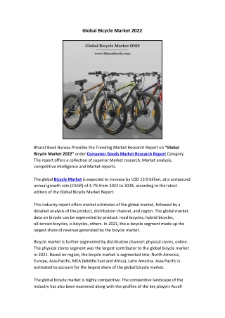 Global Bicycle Market 2022