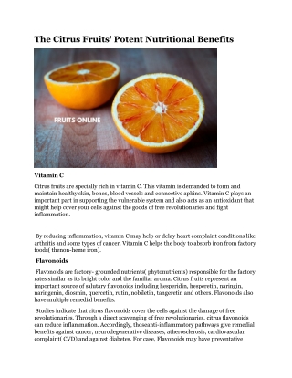 The Citrus Fruits' Potent Nutritional Benefits