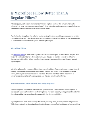 Is Microfiber Pillow Better Than A Regular Pillow?