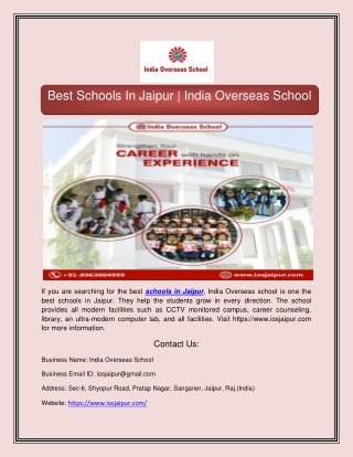 schools in Jaipur
