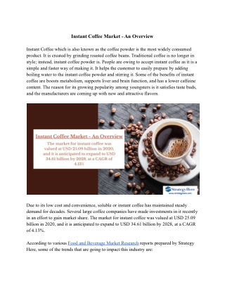 Instant Coffee Market - An Overview