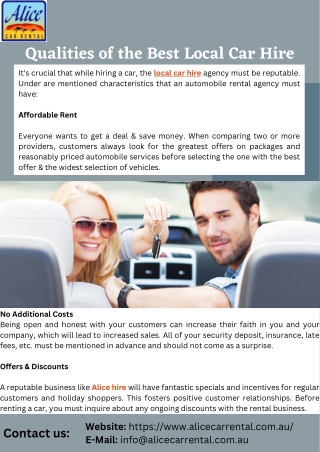 Qualities of the Best Local Car Hire