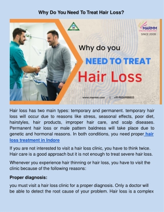 Why Do You Need To Treat Hair Loss