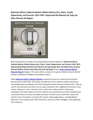 Global Bathroom Mirror Cabinets Market Research Report 2017-2027