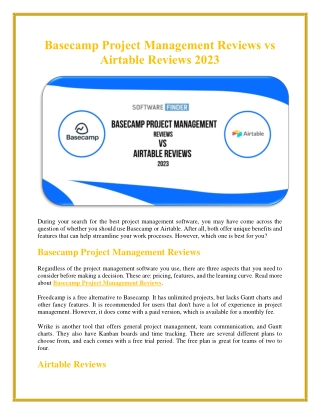 Basecamp Project Management Reviews vs Airtable Reviews 2023