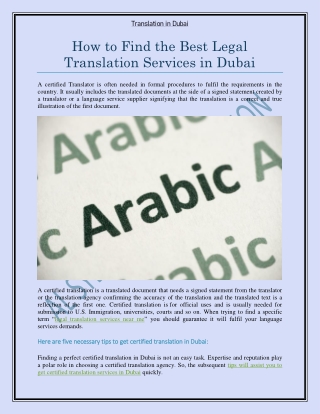 How to Find the Best Legal Translation Services in Dubai