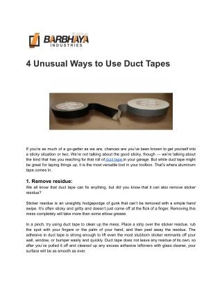 4 Unusual Ways to Use Duct Tapes