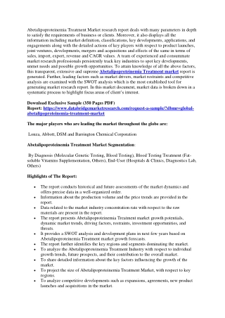 Abetalipoproteinemia Treatment Market