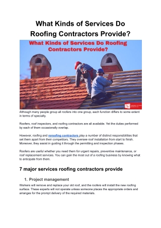 What Kinds of Services Do Roofing Contractors Provide?