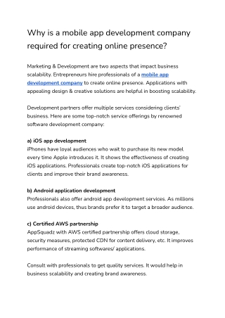 Why is a mobile app development company required for creating online presence