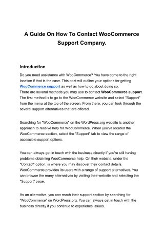 A Guide On How To Contact WooCommerce Support Company