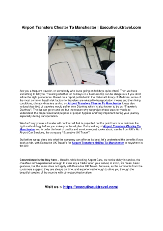 Airport Transfers Chester To Manchester Executiveuktravel.com