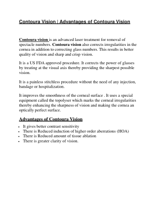 Contoura Vision | Advantages of Contoura Vision