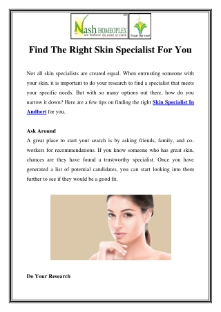 Skin Specialist In Andheri Call- 912226741516